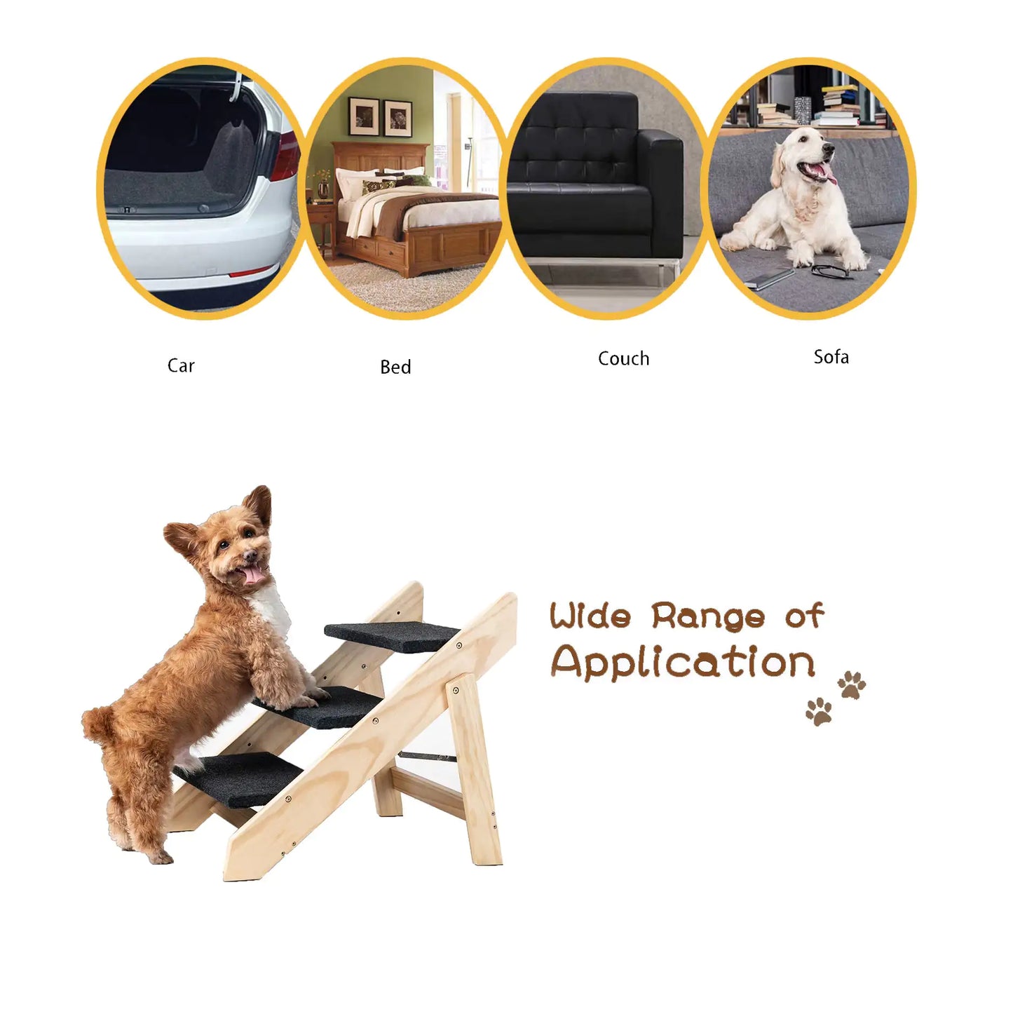 Foldable Wood Pet Steps
