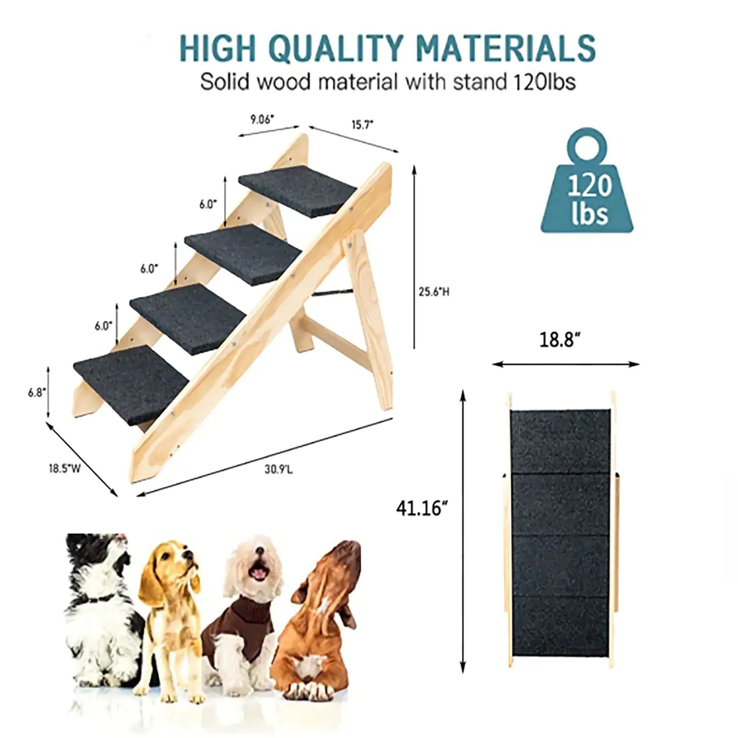 Foldable Wood Pet Steps