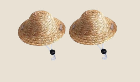 1Pc Light Brown Novelty Summer Adjustable Pet Dog Outdoor Straw Hat Puppy Small Kitty Cat Sunhats Dog Hat Apparel and Accessories