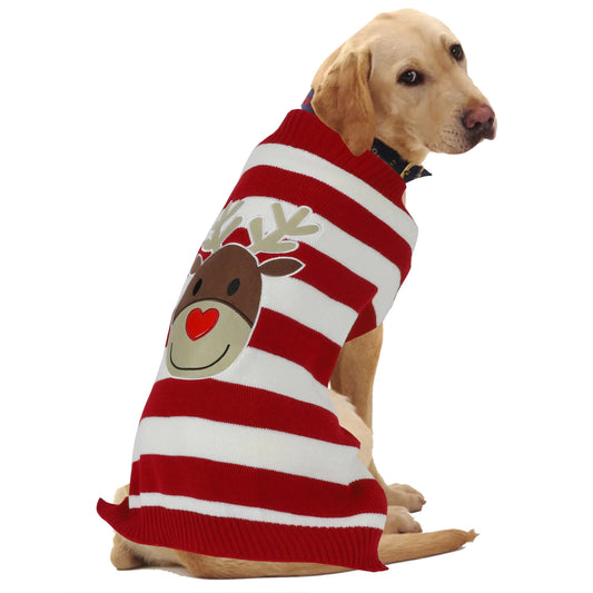 Santa Paws Large Dog Sweater - Christmas Elk