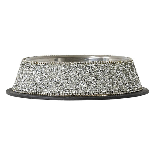 Sparkling Gem Pet Bowl - Stainless Steel, Non-Slip Base