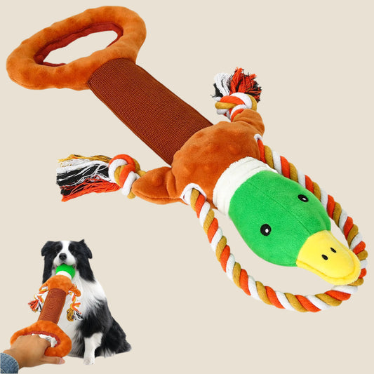 IOKHEIRA Dog Toys for Large Dogs Squeaky Dog Toys for Medium Dogs Tug of War Dog Plush Toys Cute Pet Toys with Cotton Material and Crinkle Paper Chewing and Fetch Game Duck