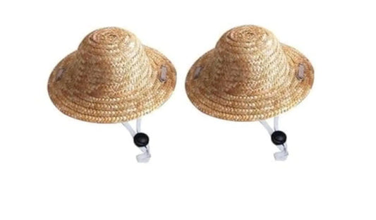 1Pc Light Brown Novelty Summer Adjustable Pet Dog Outdoor Straw Hat Puppy Small Kitty Cat Sunhats Dog Hat Apparel and Accessories