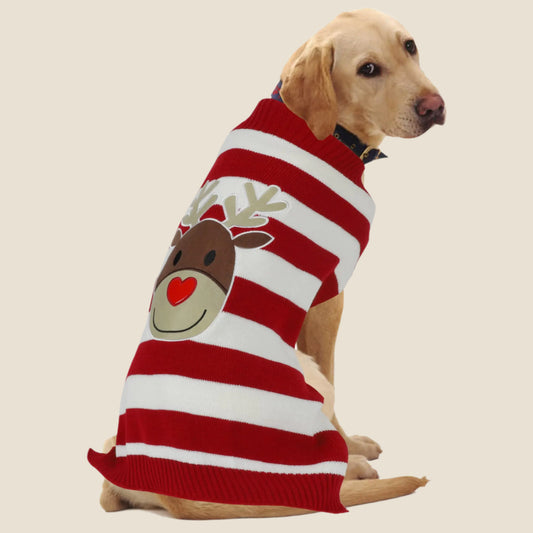Santa Paws Large Dog Sweater - Christmas Elk