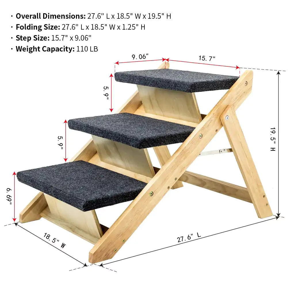 Foldable Wood Pet Steps