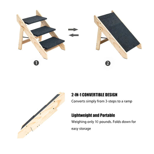 Foldable Wood Pet Steps