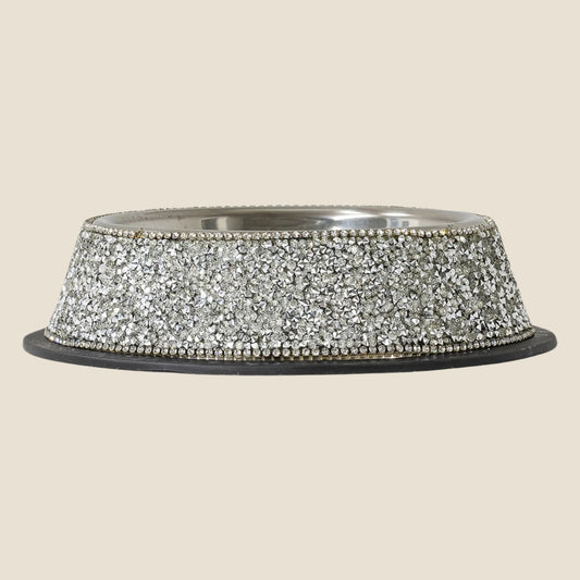 Sparkling Gem Pet Bowl - Stainless Steel, Non-Slip Base